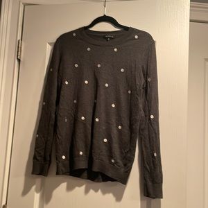 Grey. Never worn. Polka dot sweater M. J Crew